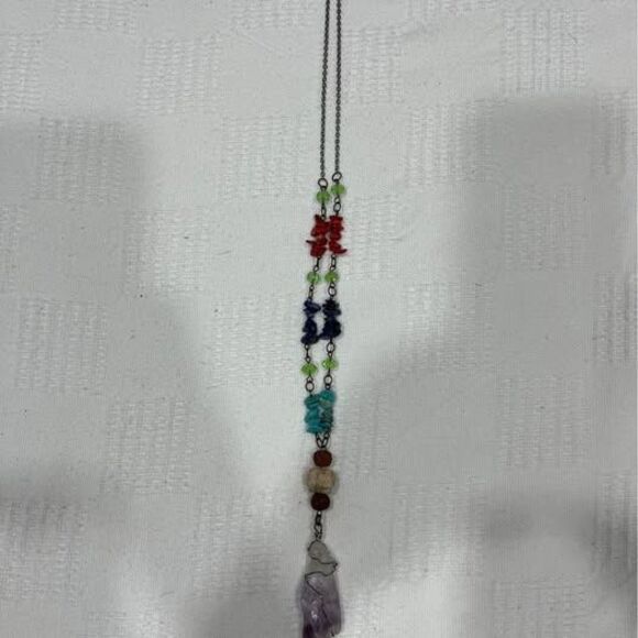 Chakra Gemstone Necklace Handmade w/ Amethyst Pendant, Turquoise, Coral, & more - Picture 1 of 5